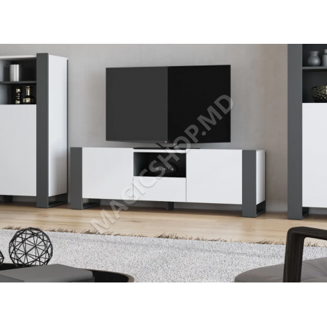Comodă TV Combo C04, 140x46 cm, Grafit/Sonoma